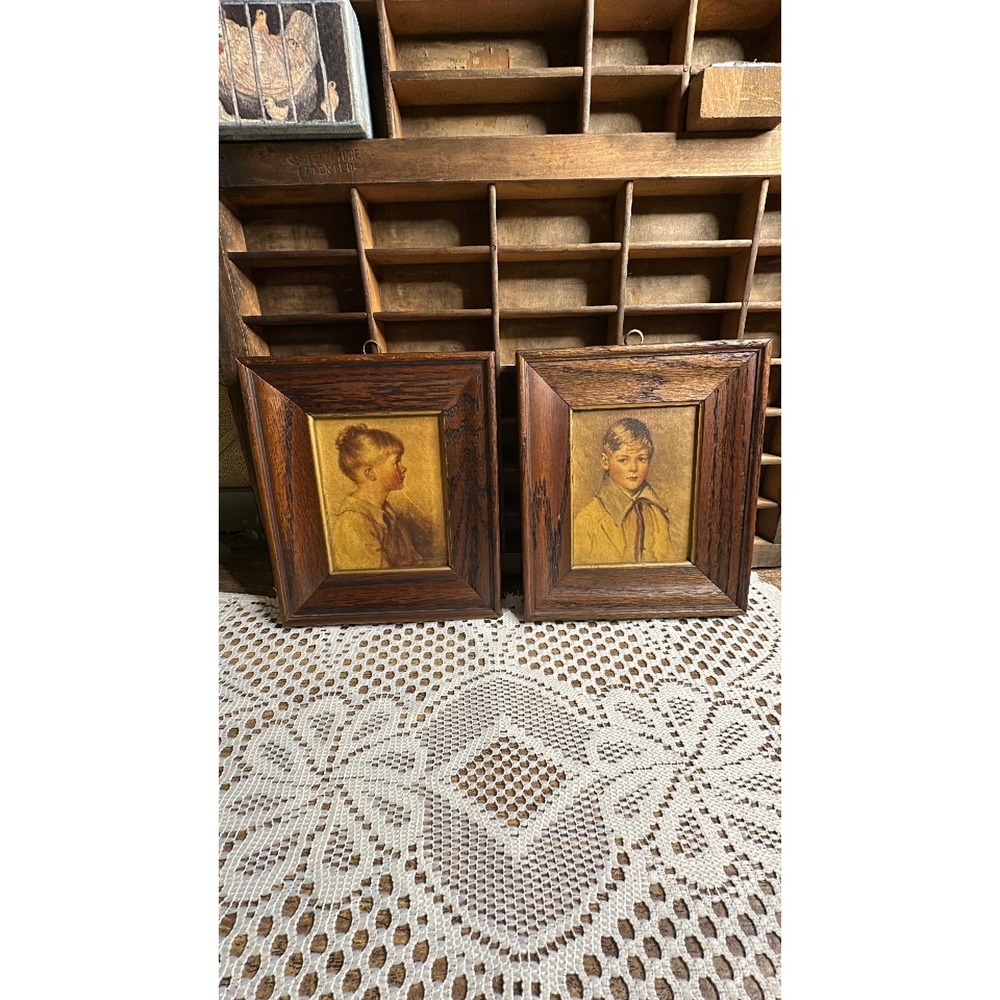 Vintage Wood Framed Art--Charlotte & Peter by Arthur Garratt and Sydney Bell